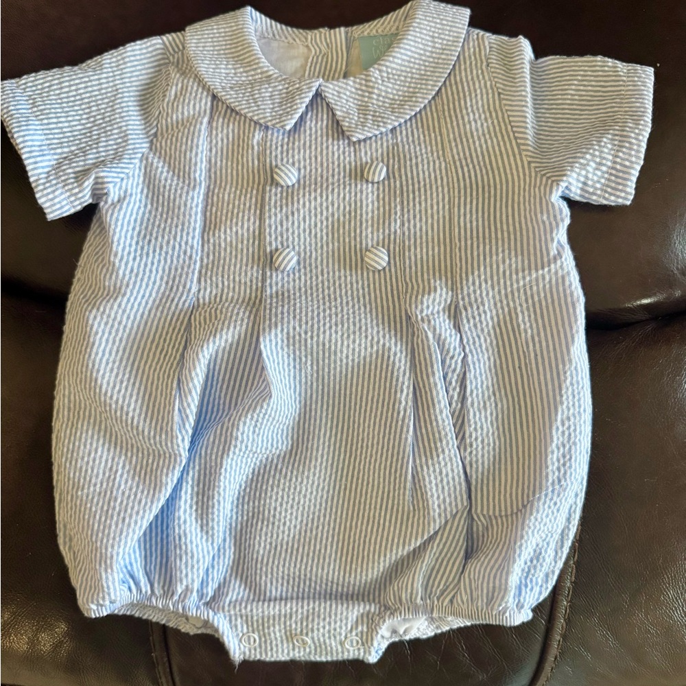 Classic Whimsy Seersucker baby boy bubble - Picture 2 of 2